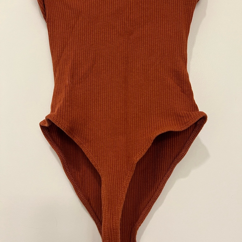 Out From Under Rust Ribbed Bodysuit - Picture 2 of 3
